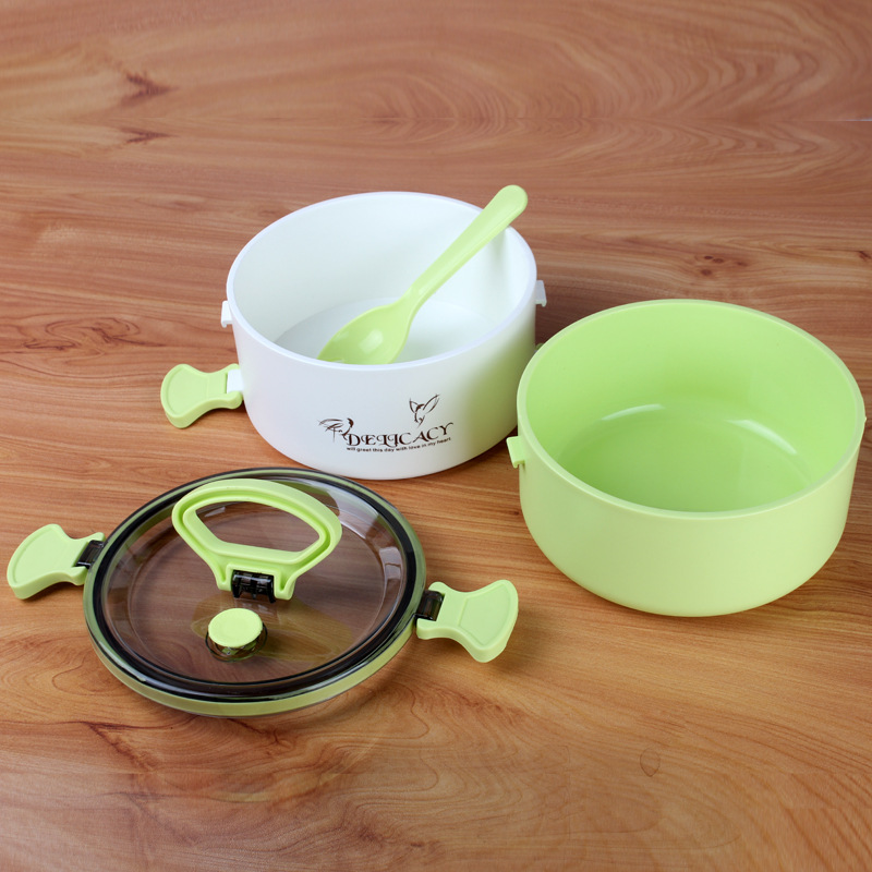 Single-layer portable lunch box, microwave oven, compartments, creative bento box, adult and student round instant noodle lunch box Application Scenario