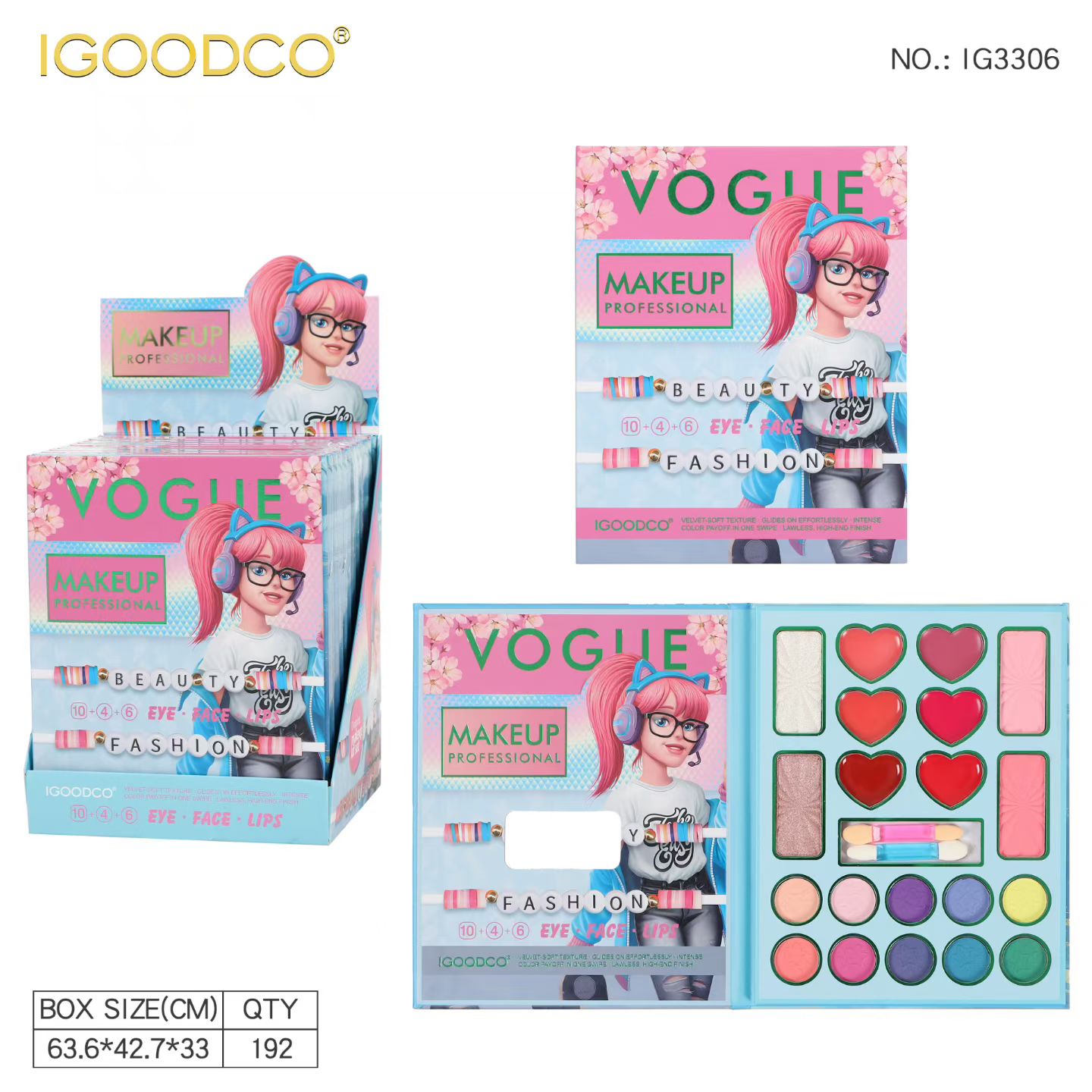 IGOODCO eye shadow, blush, lip gloss, highlight and other sets details Picture