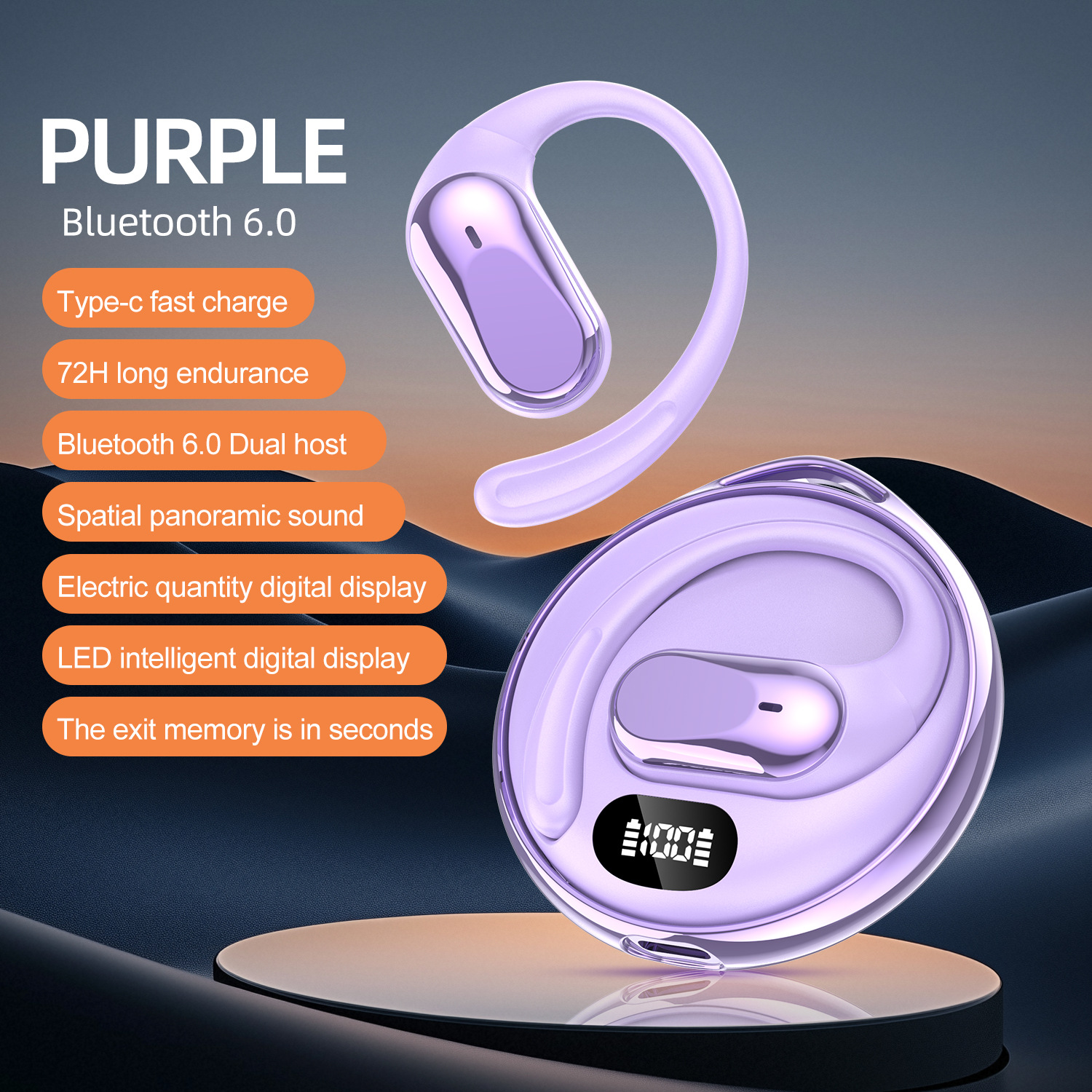 Cross-Border Ows Open Bluetooth Headphones Ai Translation Magnetic Attachment Over-Ear Type Non-In-Ear Digital Display Noise-Cancelling Sports Headphones Universal Bluetooth Headphones Over-Ear