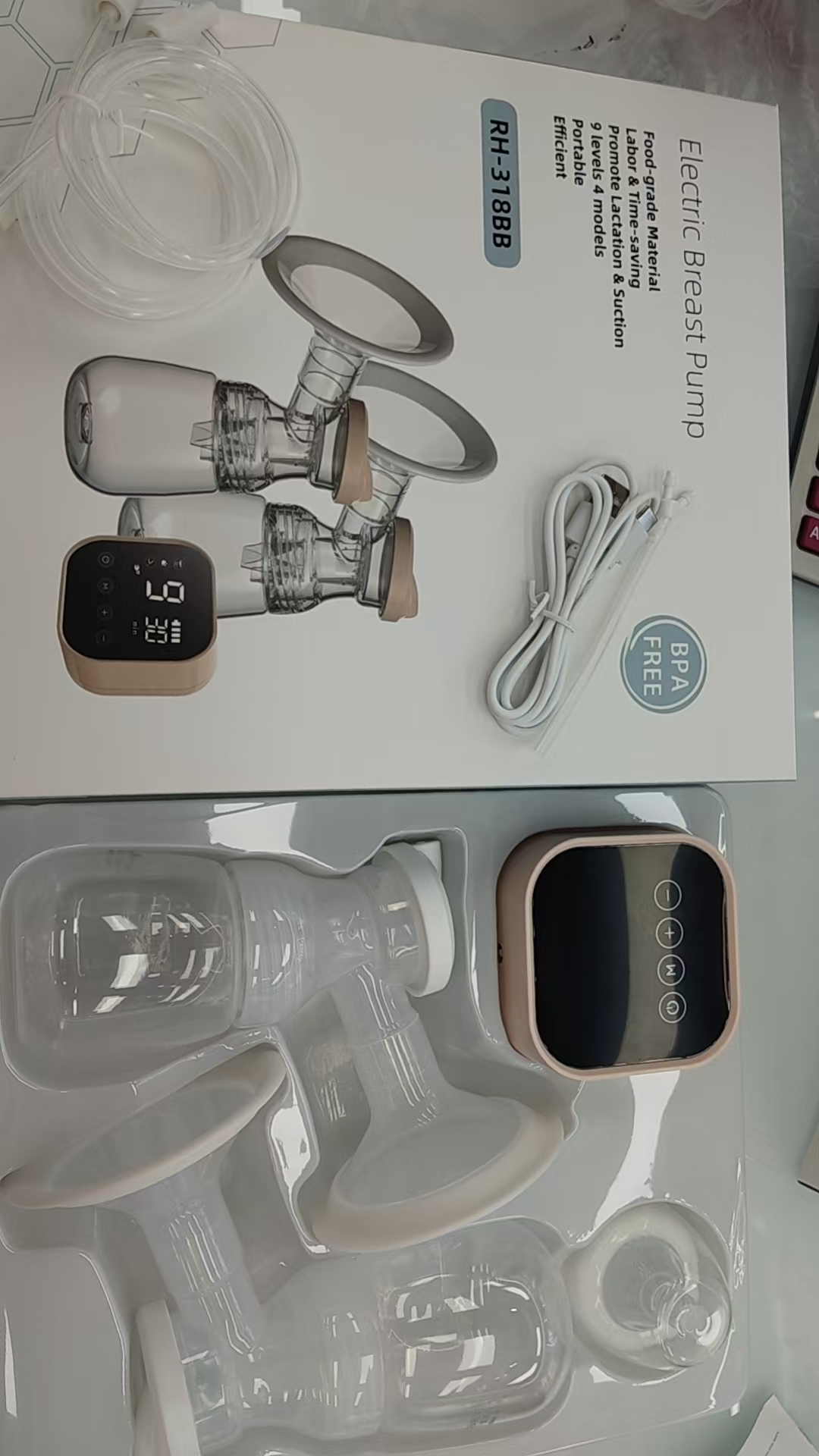 双边电动吸奶器微震按摩母乳全自动免手扶挤奶器吸乳器静音
