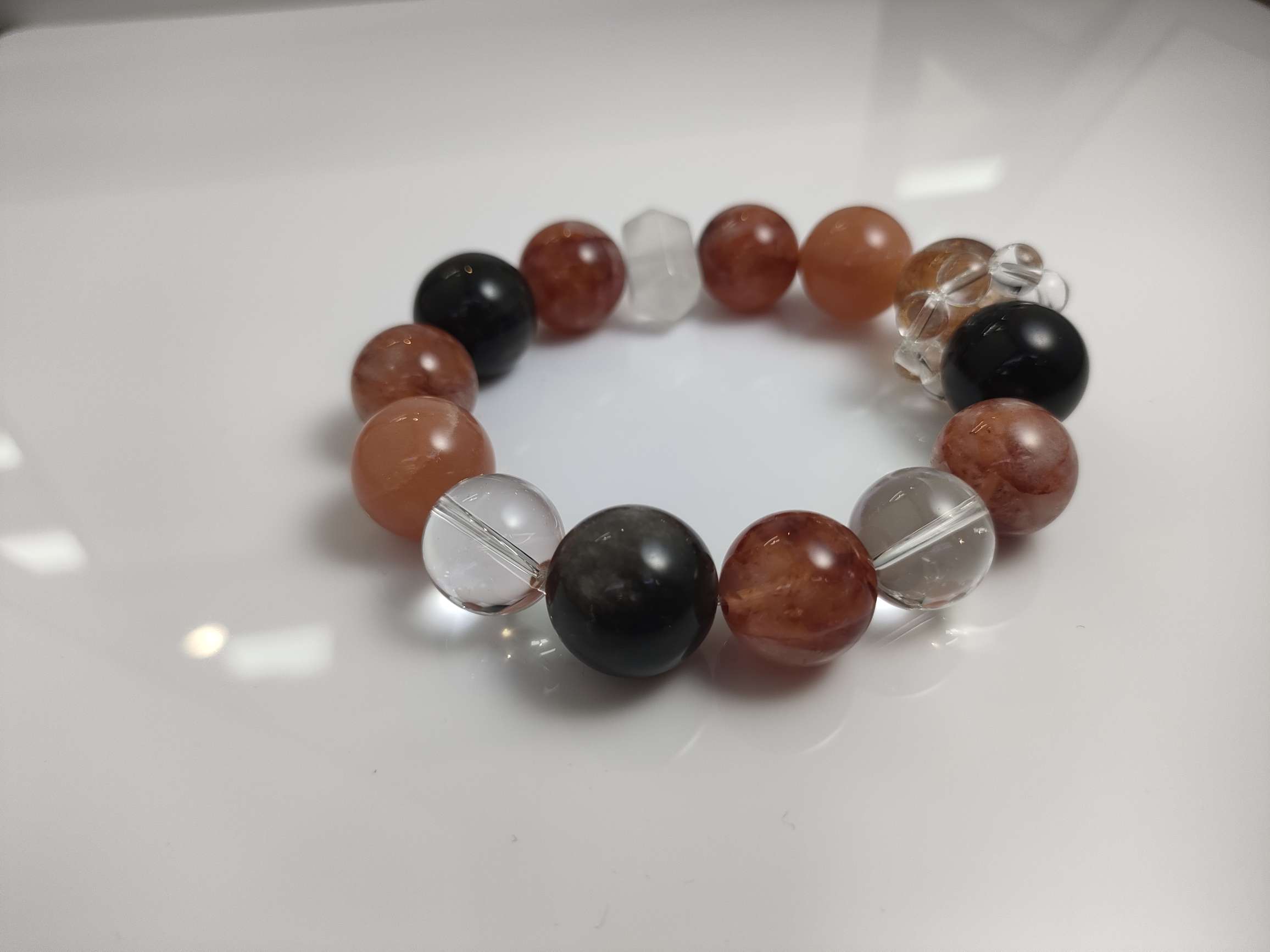 红胶花银曜石白水晶橙月光黑金超七奶白晶双尖天然水晶20mm详情图4