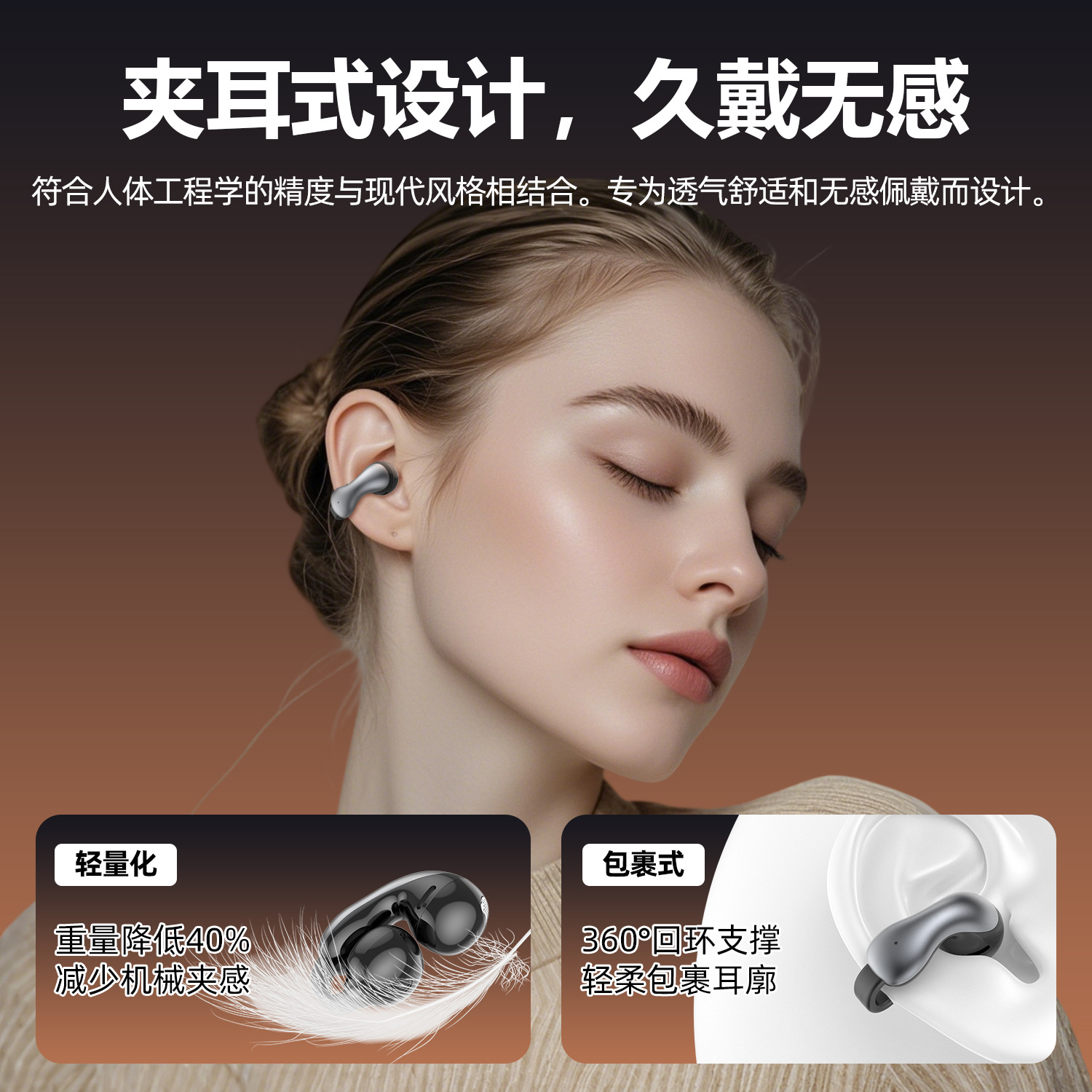 Ai Translation Smart Wireless Bluetooth Headphones Made Of Aluminum Alloy, Clear Driving Navigation, Music And Voice Quality, Call Clip Headphones, Wireless Headphone Clip Application Scenario