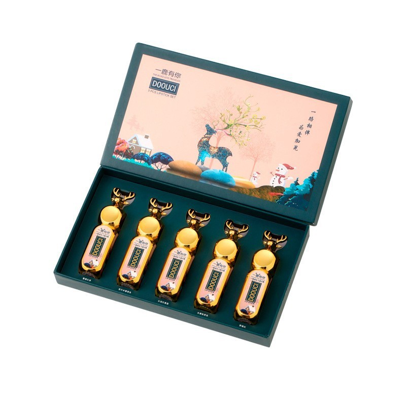 DOOUCI Lipstick Set - One Deer with You Valentine's Day Creative Chinese Style Moisturizing, easy to color and carve Beginner Lipstick Gift Box, Moisturizing lipstick, lipstick set manufacturer wholesale lipstick Item Picture