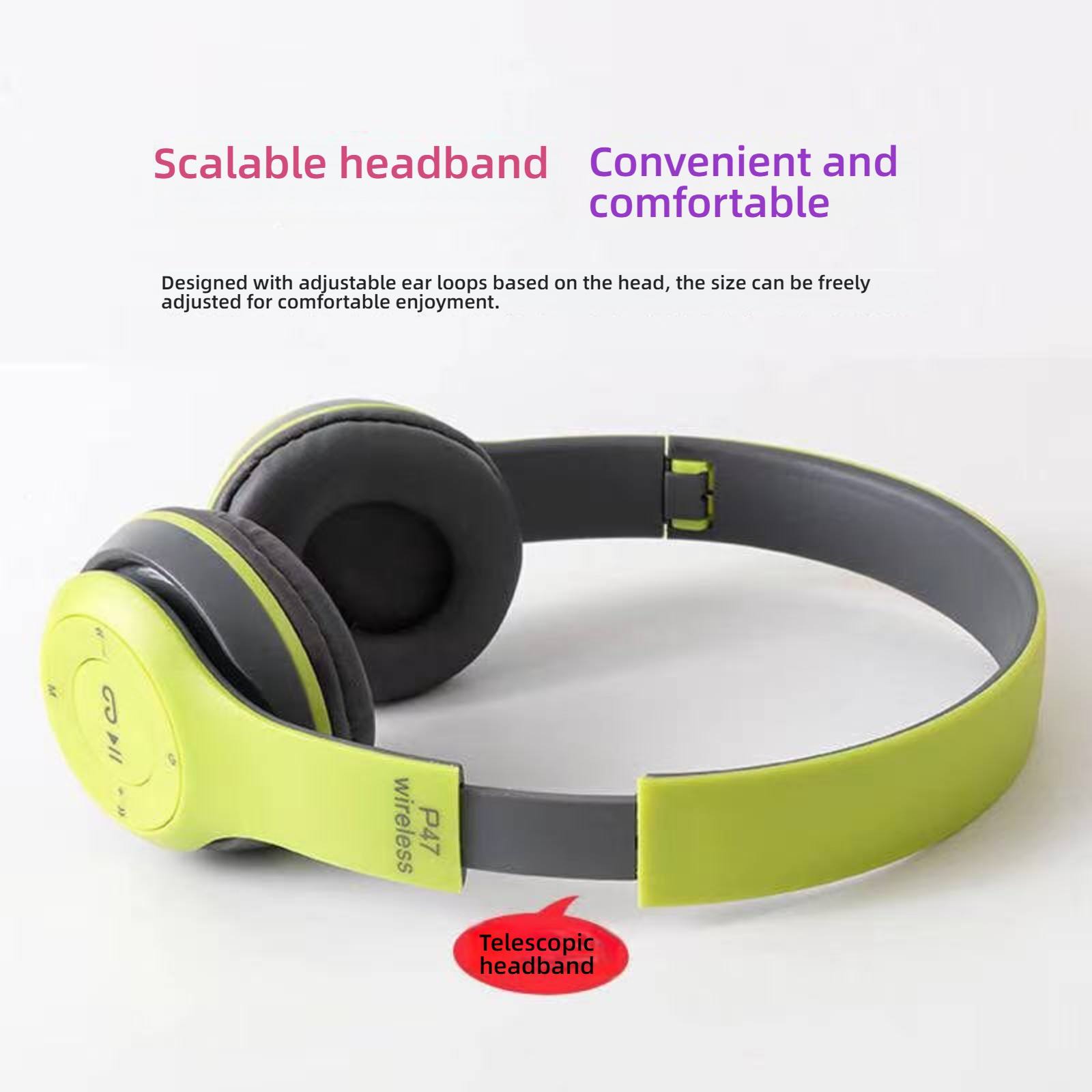 P47 Over Ear High Quality Stereo Wireless Headphone Gaming Headset Earpiece Headband Headphone Specification drawing