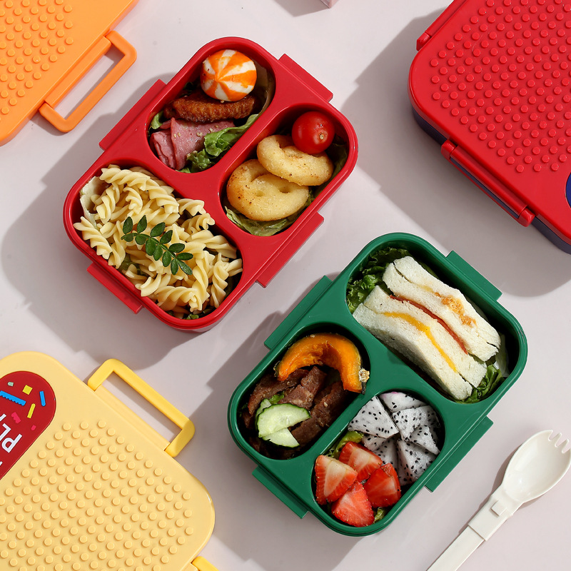 Children, students, adults DIY separated lunch boxes, cartoon-shaped lunch boxes, building blocks, self-prepared portable and cute lunch boxes, food storage boxes details Picture