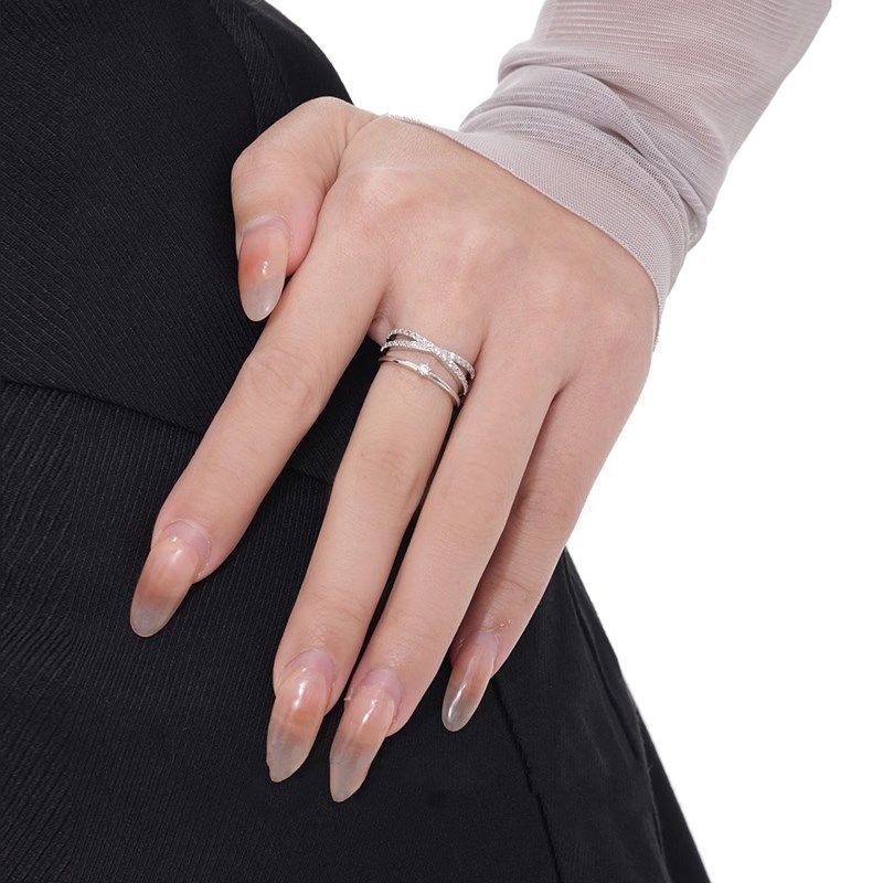 A female cross-zirconia double-layered ins niche and cold style index ring for your girlfriend on Valentine's Day detail image 8