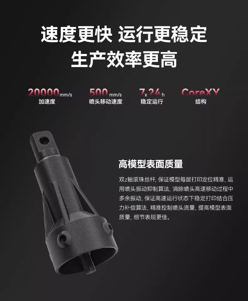 The Flash Casting Technology Guider 3 Ultra industrial-grade 3D printer features dual nozzles for high-speed printing, simple operation, support for various consumables, and high-precision large-sized raft layer support for high-speed printing pic 3