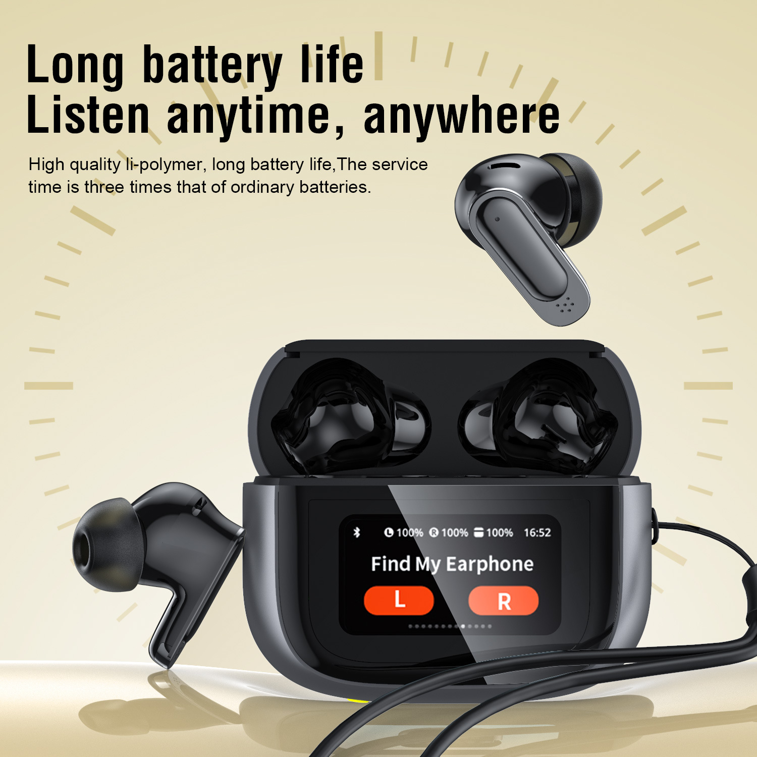Ai Translation Bluetooth Headphones, Cross-Border Private Model Anc Noise-Cancelling Bluetooth Headphones, Lcd Touch Screen, Tws Wireless Call, Deep Bass, Smart E-Sports Style, Low Latency