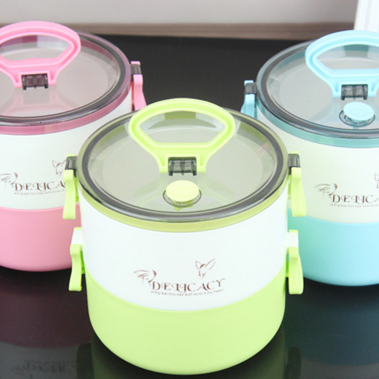 Single-layer portable lunch box, microwave oven, compartments, creative bento box, adult and student round instant noodle lunch box detail image 2