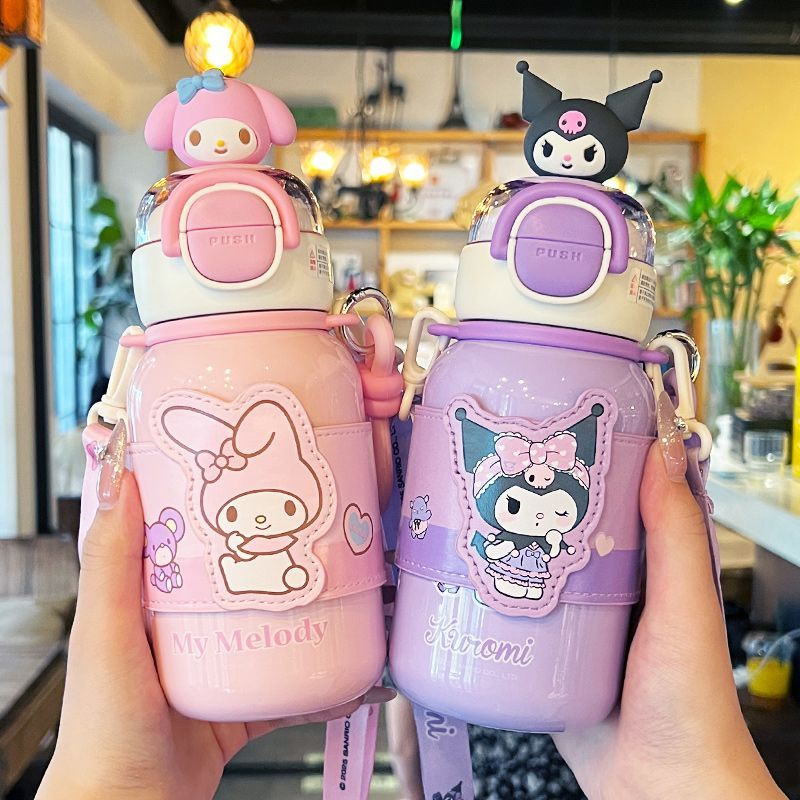 三丽鸥儿童保温杯316不锈钢库洛米吸管杯大容量双饮喝水杯子