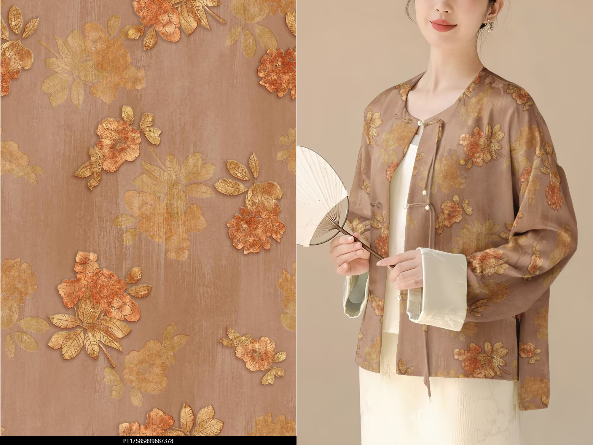 印花布/色丁印花面料/数码印/印花布匹/印花面料细节图