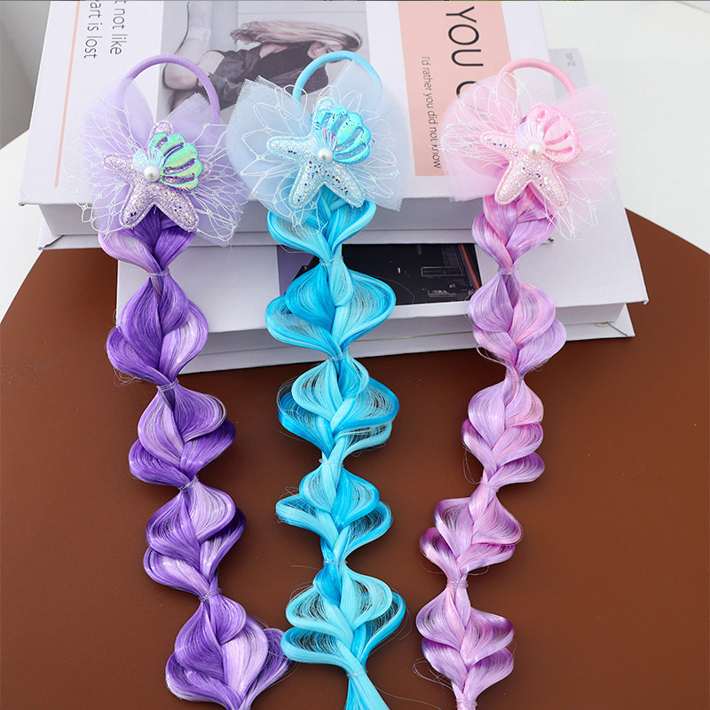 Children's false braids, hair clips, bows, cute bubble braids, hair clips, girls' non-damaging braided hair accessories, girls' headwear details Picture