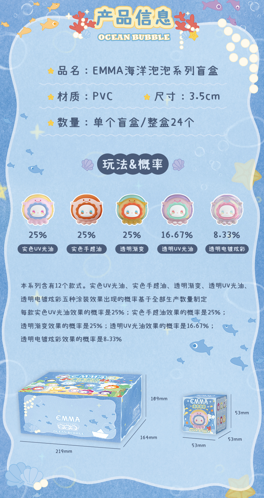 Emma秘境森林系列海洋泡泡萌粒盲盒手办潮玩可爱公仔女生礼物摆件详情5