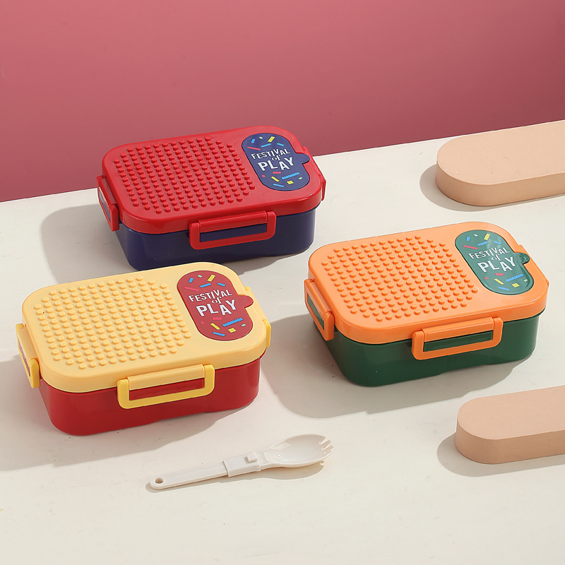 Children, students, adults DIY separated lunch boxes, cartoon-shaped lunch boxes, building blocks, self-prepared portable and cute lunch boxes, food storage boxes Specification image