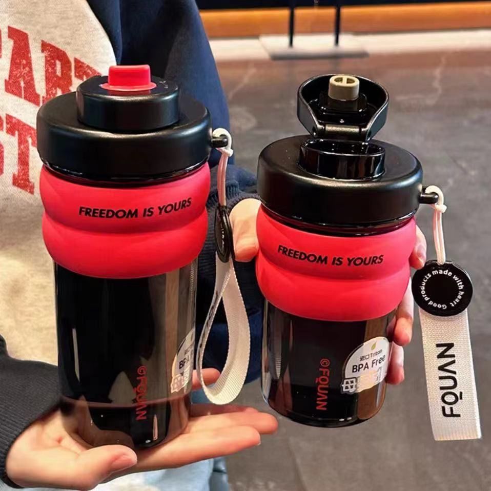 tritan fitness water cup for women, large-capacity sports water bottle, high-temperature resistant plastic cup, high appearance level, tea strapping, anti-drop plastic cup detail image 4