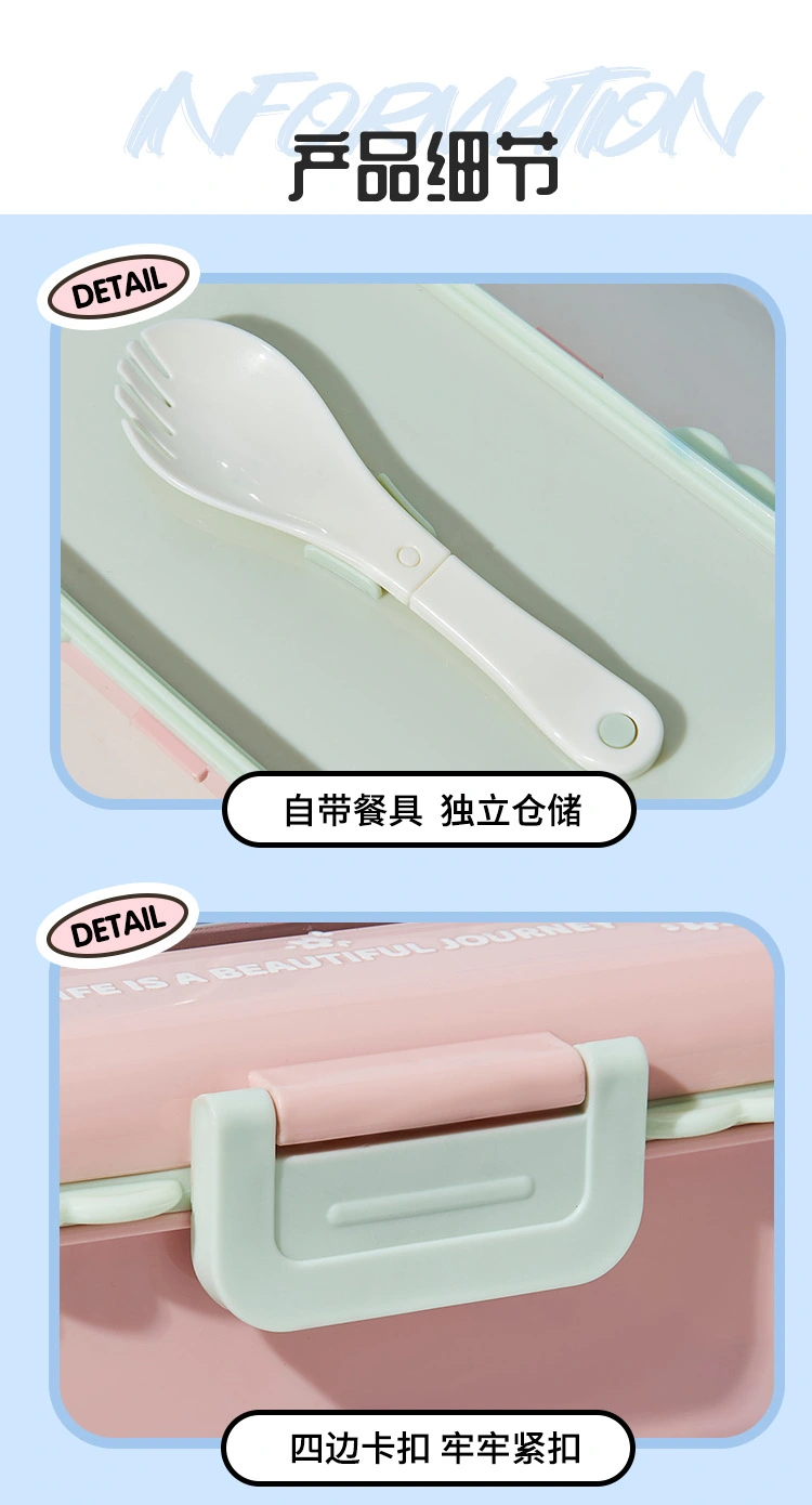 M04-6382 stainless steel lunch box, portable and creative fruit lunch box, compartmentalized lunch box with tableware detail image 13