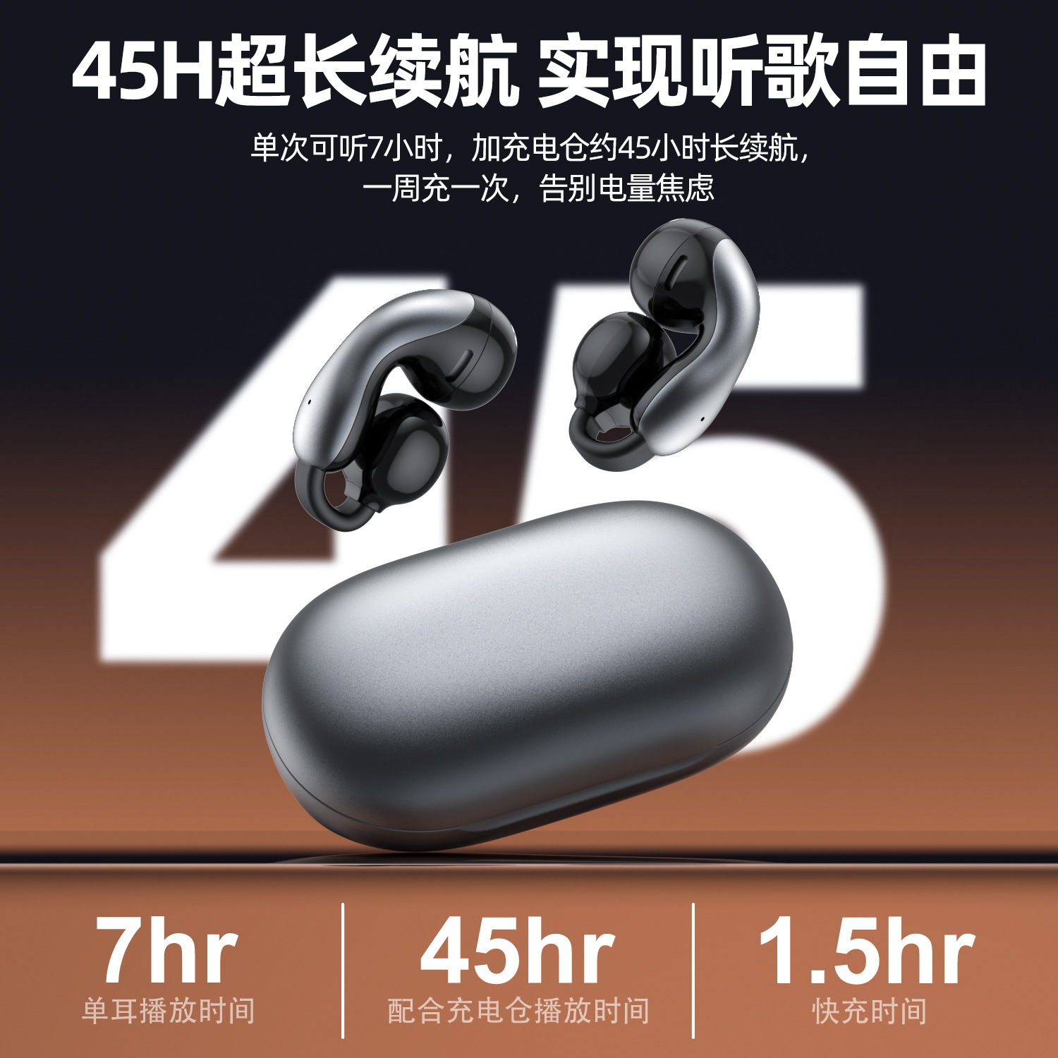 Ai Translation Smart Wireless Bluetooth Headphones Made Of Aluminum Alloy, Clear Driving Navigation, Music And Voice Quality, Call Clip Headphones, Wireless Headphone Clip
