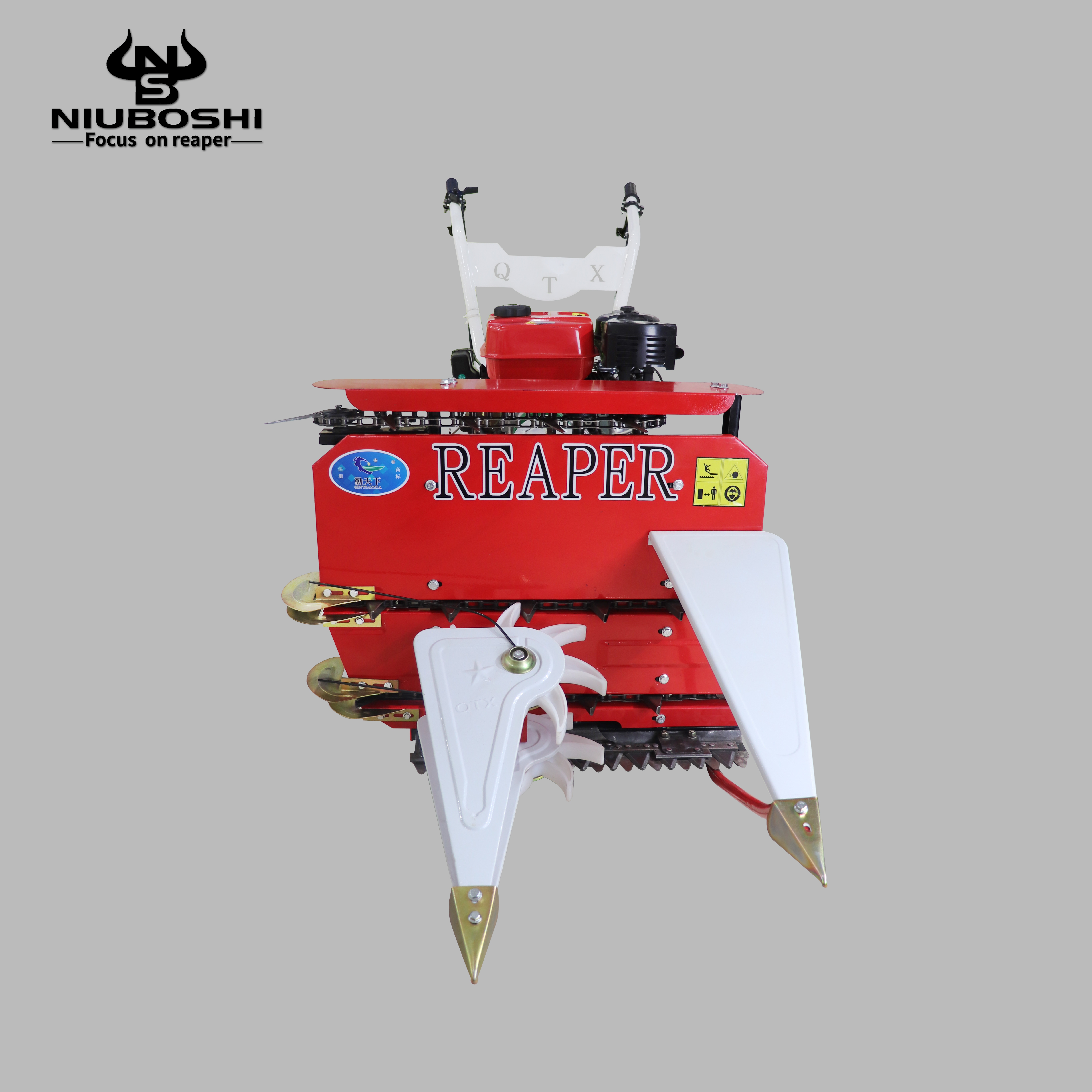 Compact harvester with 5HP engine, 60 cm cutting width, rice, chili and wheat harvester