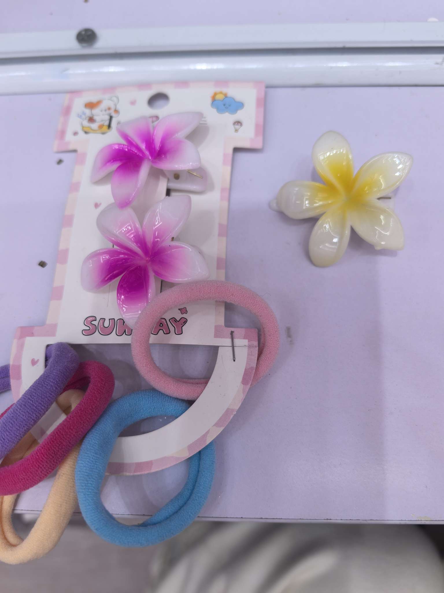 鸡蛋花发夹十5个5公分毛巾圈  春天色系详情图5