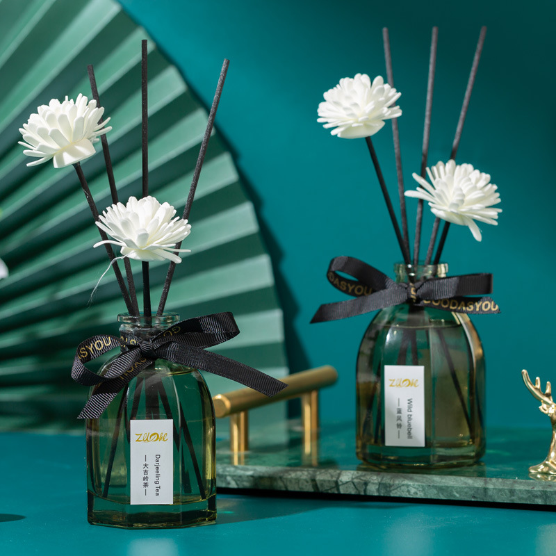 ins viento negro botella cuadrada sin fuego aromaterapia ratán flores secas difusor de fragancia sentido superior regalos para el hogar perfume aromaterapia