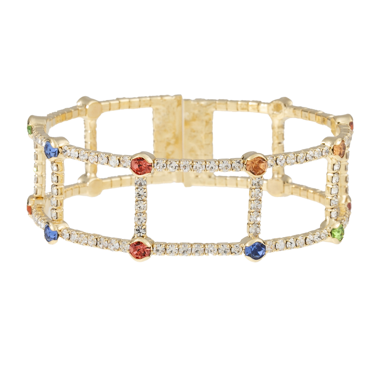 The new mixed-color bracelet features a double-layer water diamond design from Europe and America, with an elastic opening. It is a trendy Korean-style women's jewelry that exudes a unique and elegant charm Item Picture