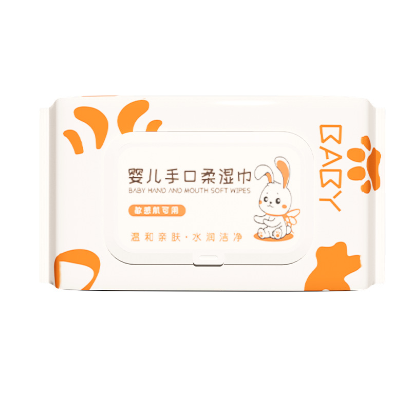 家用婴儿湿巾宝宝一次性手口柔水巾新生儿专用卡通加厚湿巾纸白底实物图