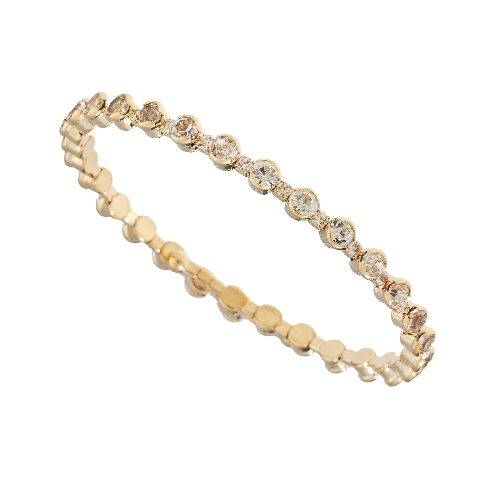 Simple single-layer gold coin claw chain, cross-border bestseller, elastic open water diamond bracelet, women's fashionable and high-end, daily versatile jewelry wholesale details Picture