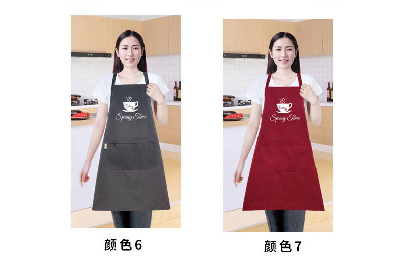 Canvas embroidered coffee cup, shoulder strap apron, waterproof and oil-resistant, simple catering work clothes, household waterproof apron, dirt-resistant baking apron, cover pic 6