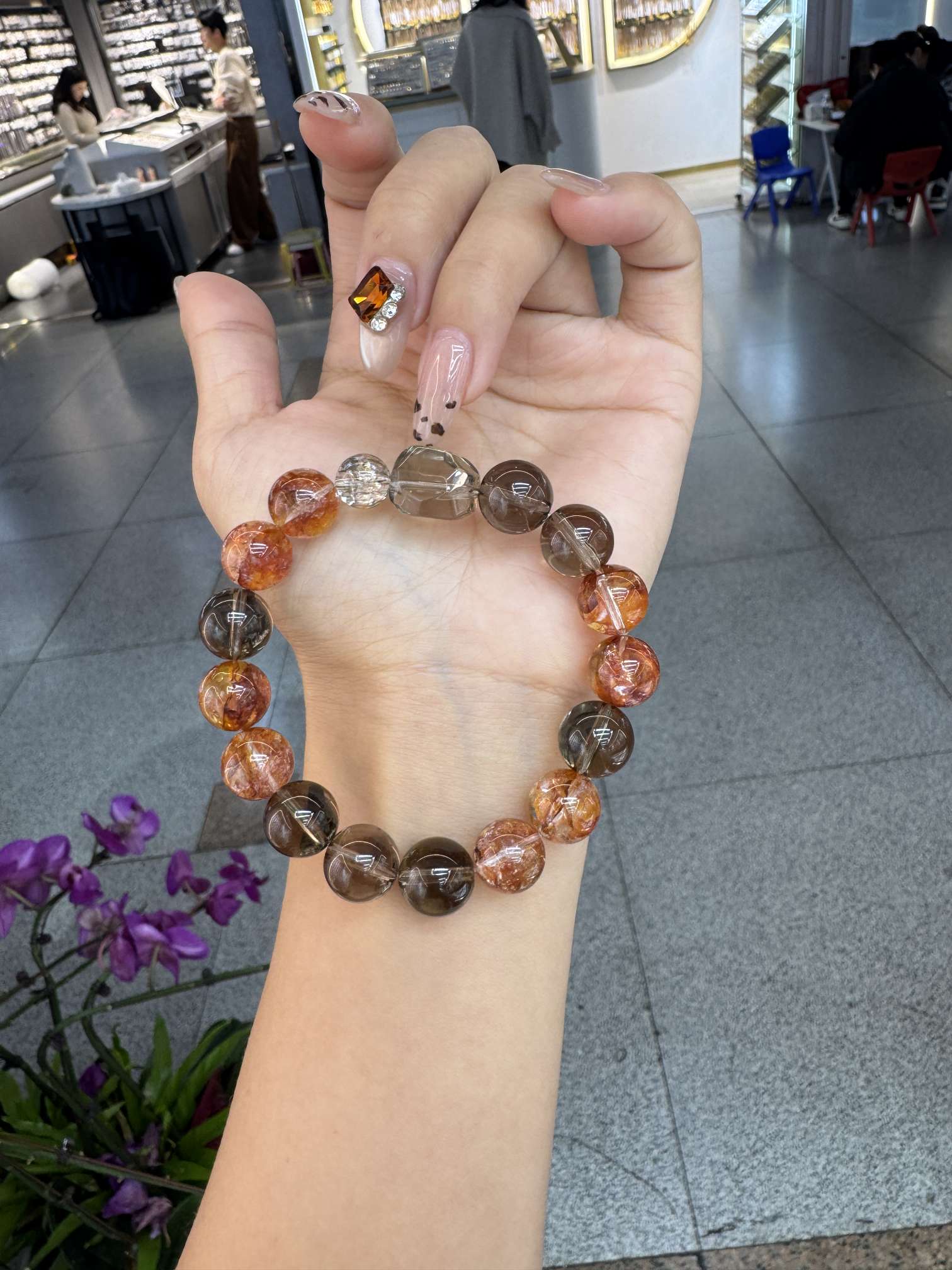 碧玺手串水晶散珠地球珠手链水晶珠子时尚简约男女款天然饰品图