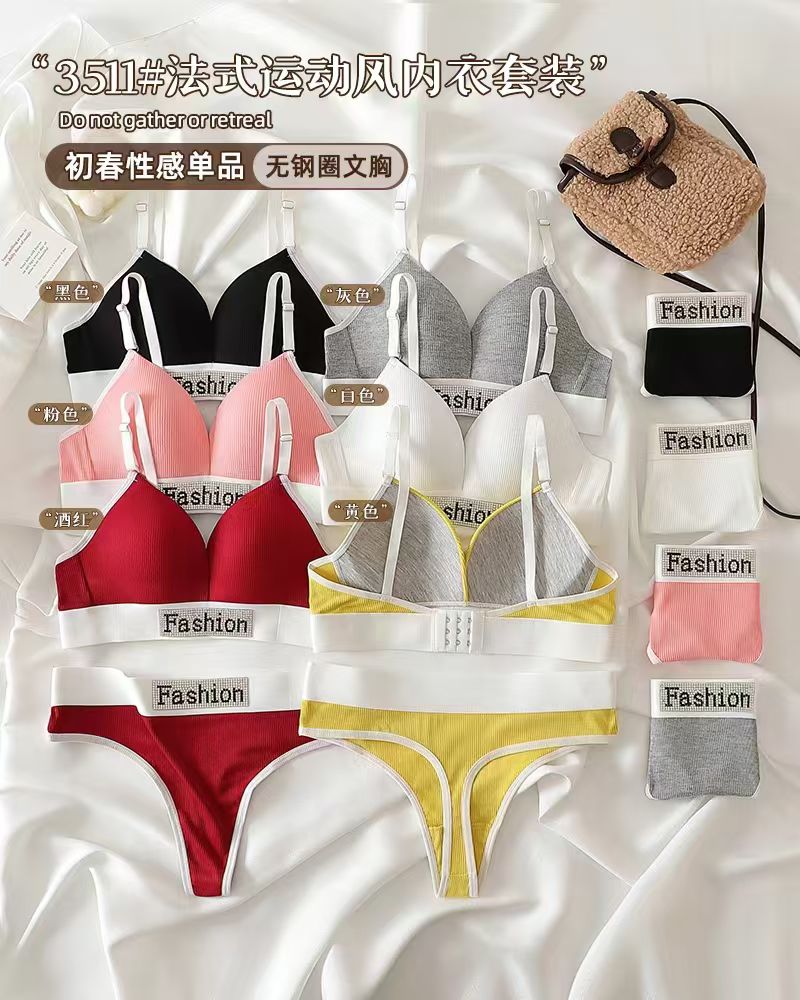 French sexy triangular cup beautiful back set, plus-size bra details Picture