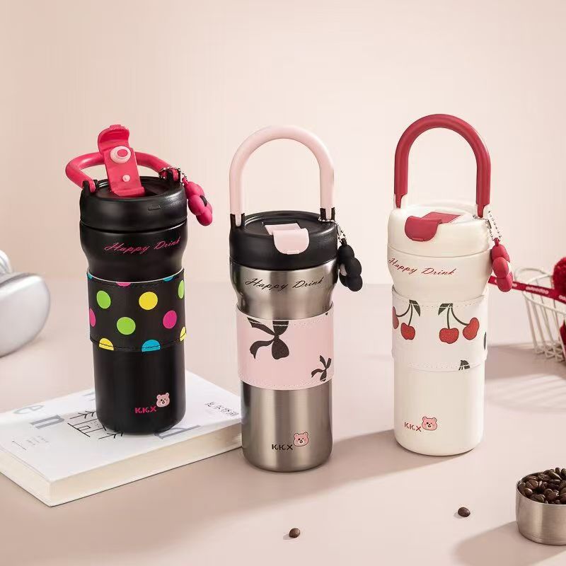 咖啡杯316不锈钢保温杯随行杯车载女生高颜值便携水杯直饮车载杯 保温杯保温杯儿童斜跨可爱详情图1