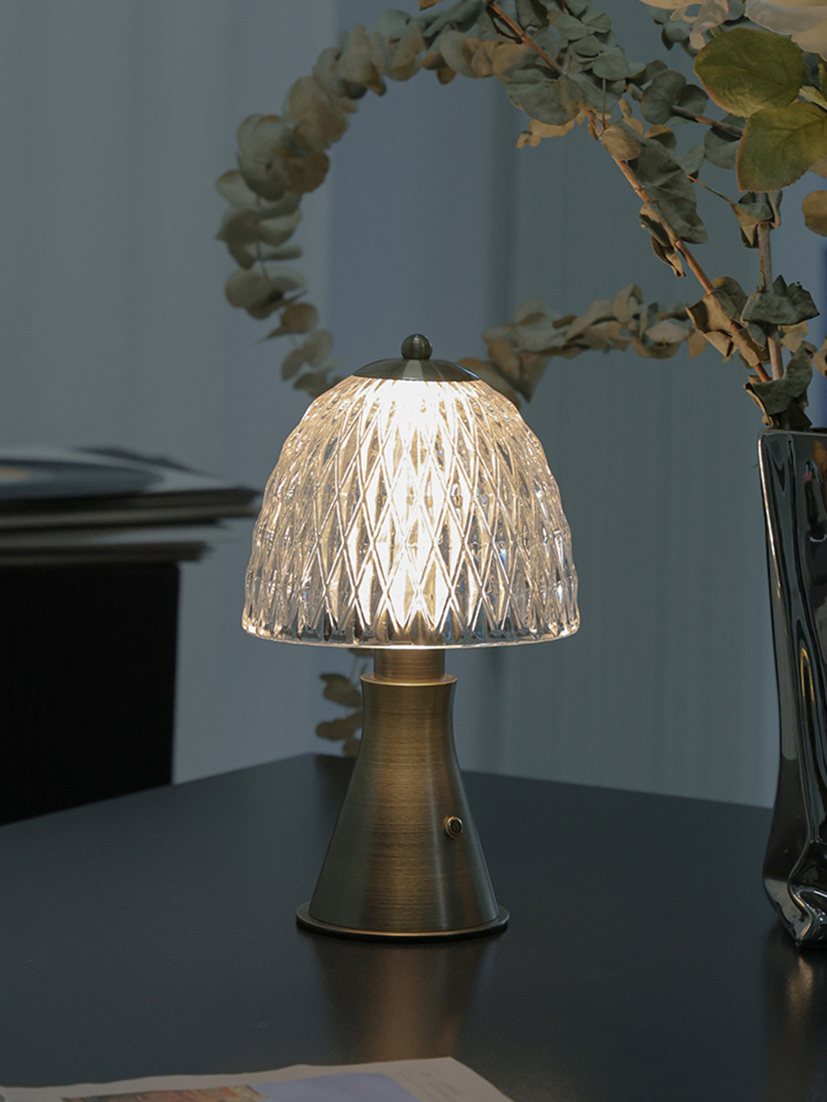Ambient light, night light, decorative rechargeable glass table lamp full figure