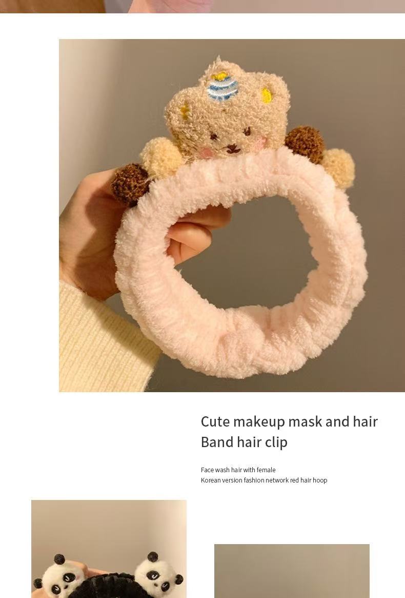 FLY1965 Winter Face wash Hair Band Female Korean version of Internet celebrity hair band Female student sweet and cute makeup, facial mask and hair band pic 4