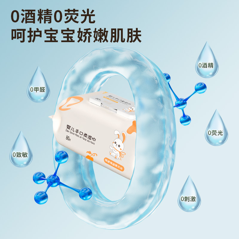 家用婴儿湿巾宝宝一次性手口柔水巾新生儿专用卡通加厚湿巾纸详情3