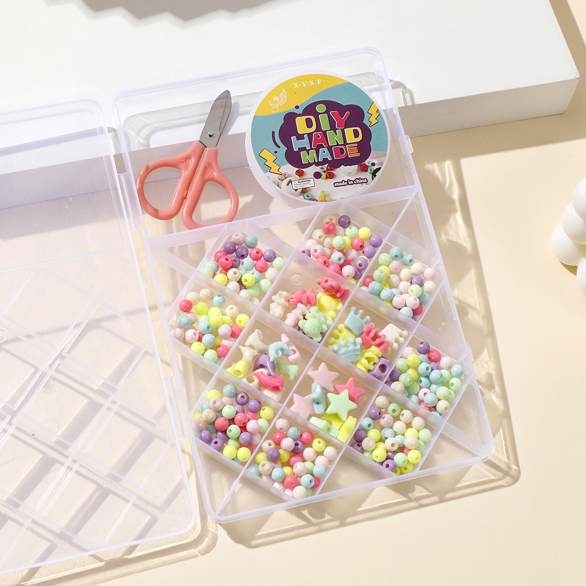 Beading and beading children's toys, small accessories, bead set, small cylindrical beading, creative DIY material, bead set, 13-grid beading set Specification image