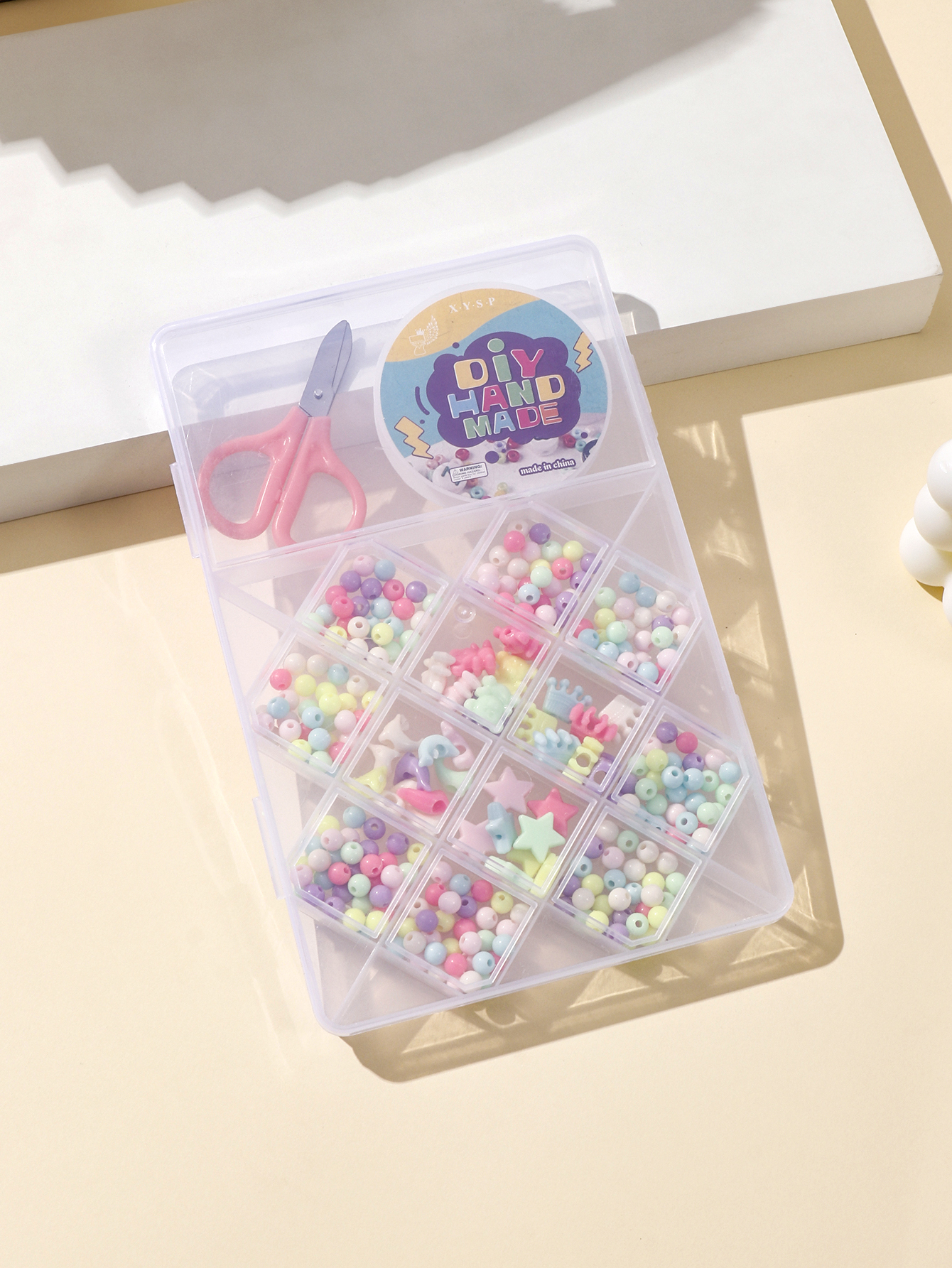 Beading and beading children's toys, small accessories, bead set, small cylindrical beading, creative DIY material, bead set, 13-grid beading set details Picture