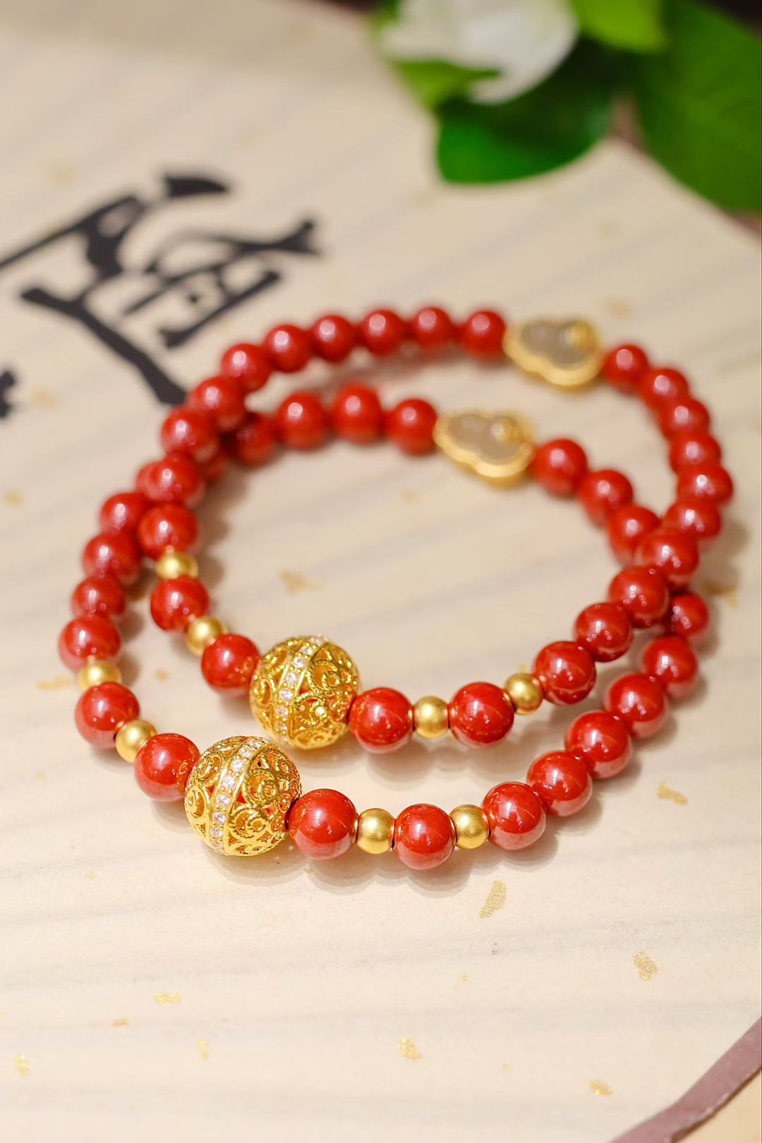 The round and bulging pearl symbolizes: Good fortune is coming! Here comes the fortune! Good luck to pure Gold Perfect Bead · Imperial Sand bracelet 🧧 good luck and fortune ~ Application Scenario