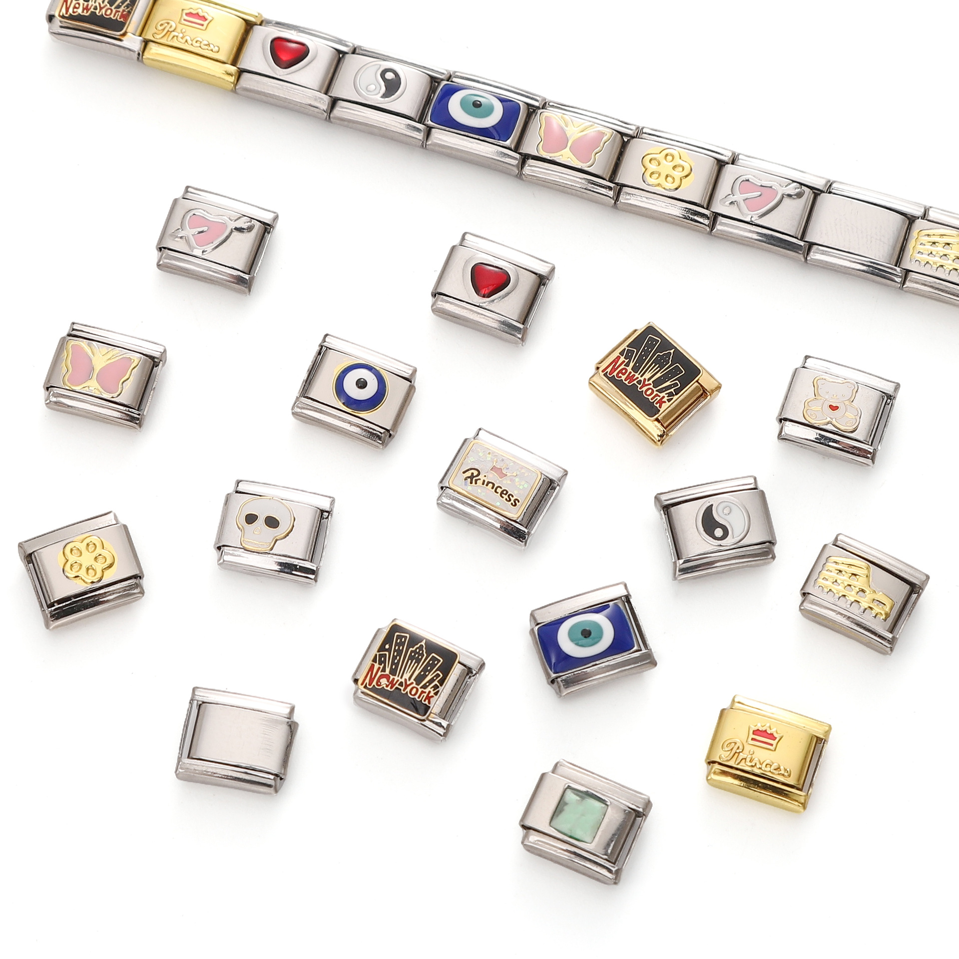 2025新品潮流不锈钢弹簧手镯模块手链滴油diy配件dream系列