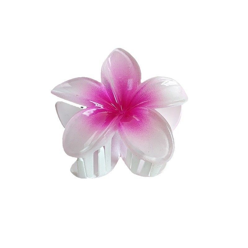 Summer gradient frangipani hairpin, female back head bun, shark hairpin, seaside vacation photo hairpin headwear detail image 5