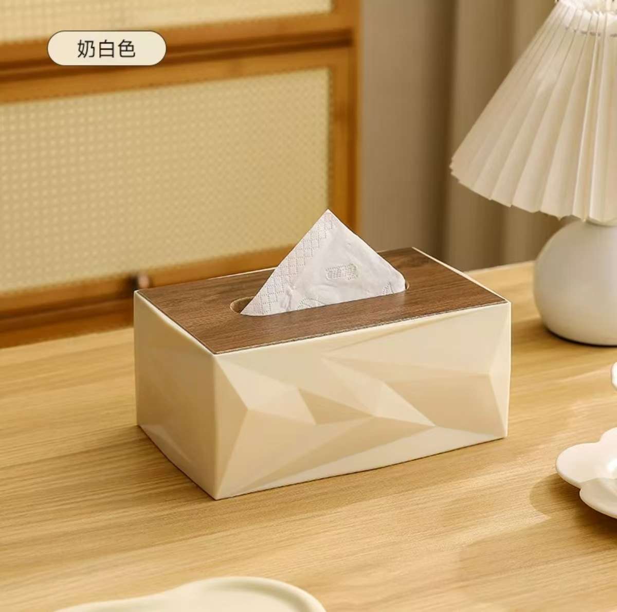 New type of tissue box, tissue box, living room coffee table tissue box, cream white, high-end home use, light luxury, artistic and sophisticated detail image 15