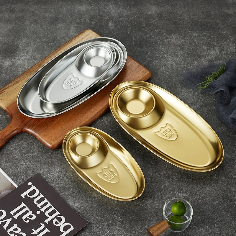 304不锈钢炸鸡小吃碟薯条调料饺子盘炸鸡点心盘子小食碟创意碟子