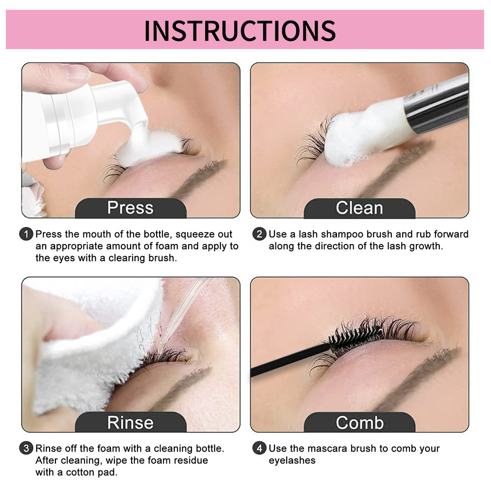 Eyelash cleansing mousse, eyelash spa bubble, eye cleansing, non-irritating, eyelash extension, eyelash makeup remover foam Application Scenario