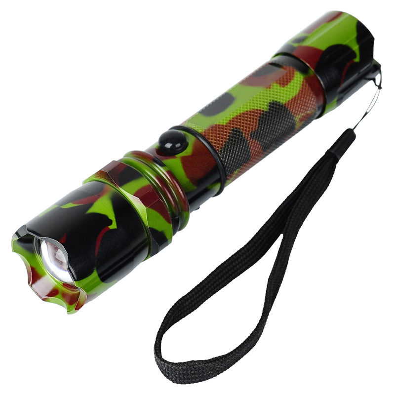 Factory price wholesale camouflage aluminum alloy high-intensity flashlight, rotating zoom, charging LED long-range cycling Item Picture