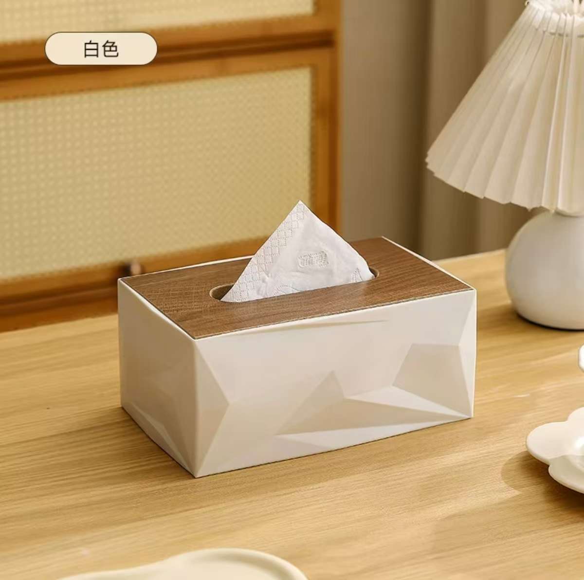 New type of tissue box, tissue box, living room coffee table tissue box, cream white, high-end home use, light luxury, artistic and sophisticated detail image 14