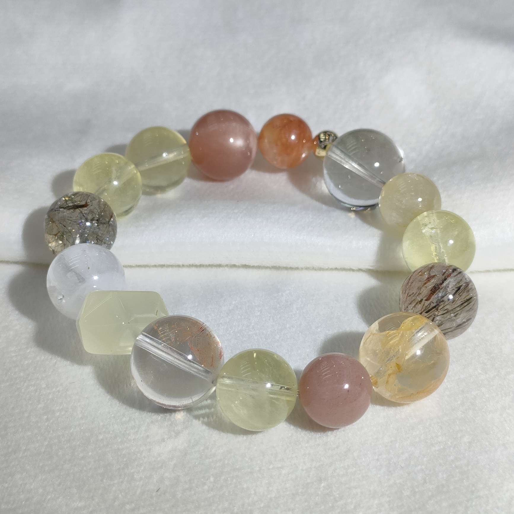 黄水晶白水晶白幽灵黑金超黄胶花橙月光黄水双尖天然水晶18mm