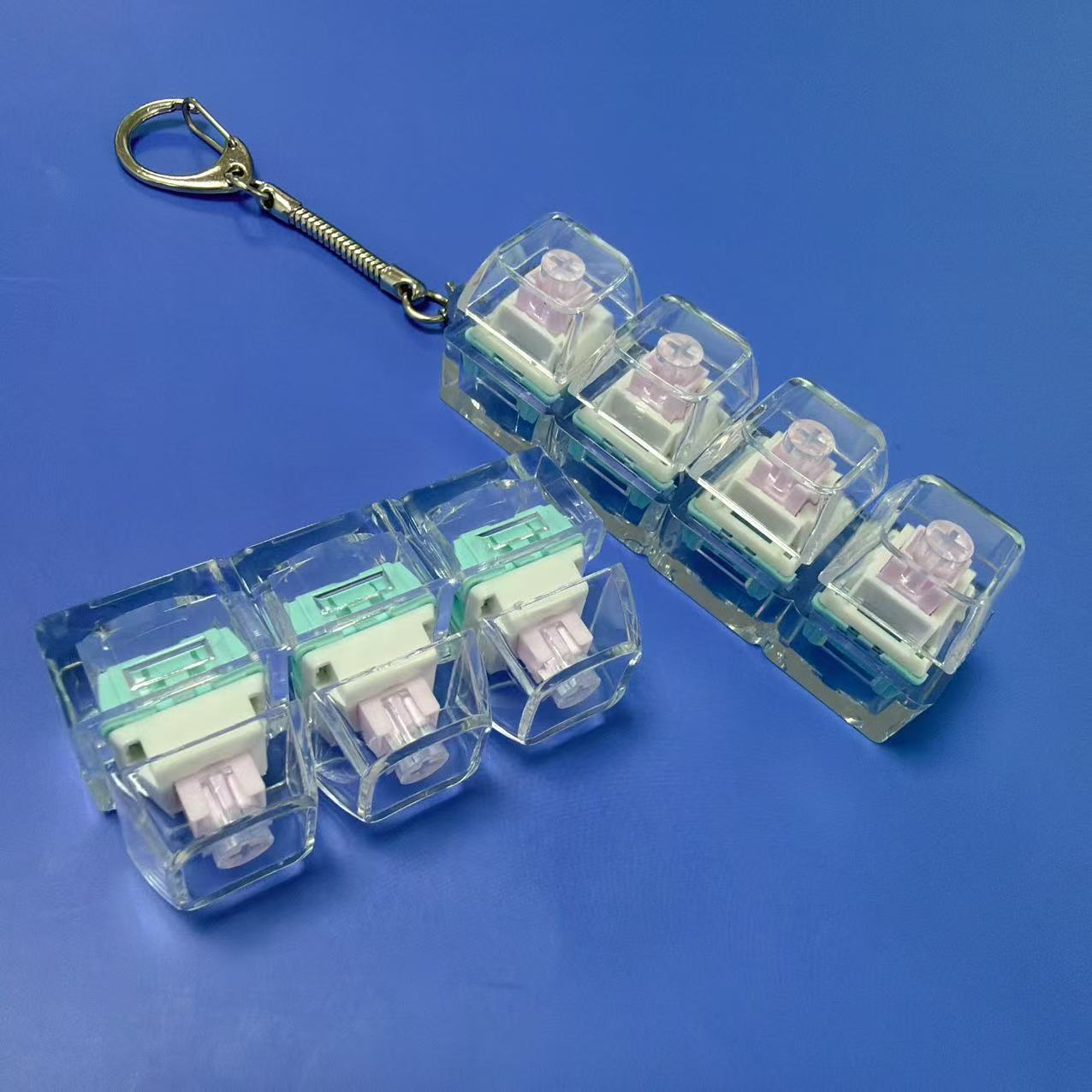 PC高透三键四键小熊帽轻音键盘减压神器解压按键玩具挂件钥匙扣