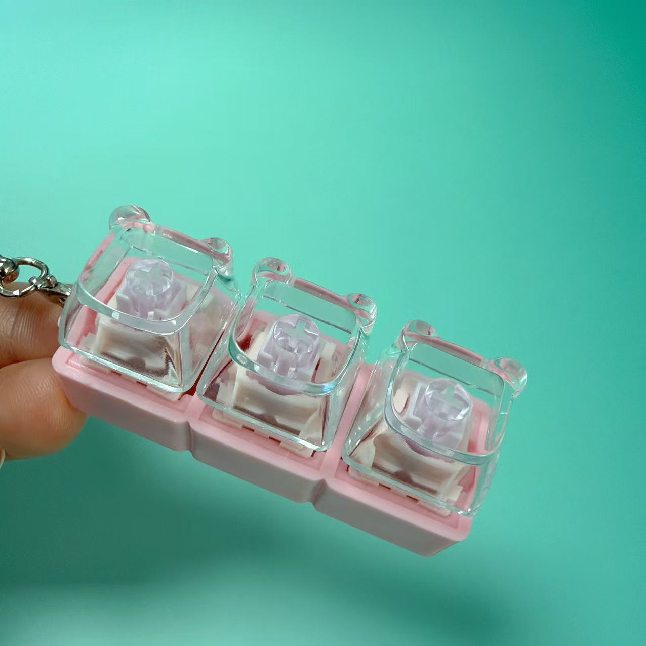 PC高透帽23键机械轴马卡龙匙扣解压按键玩具创意键盘挂件减压详情图4