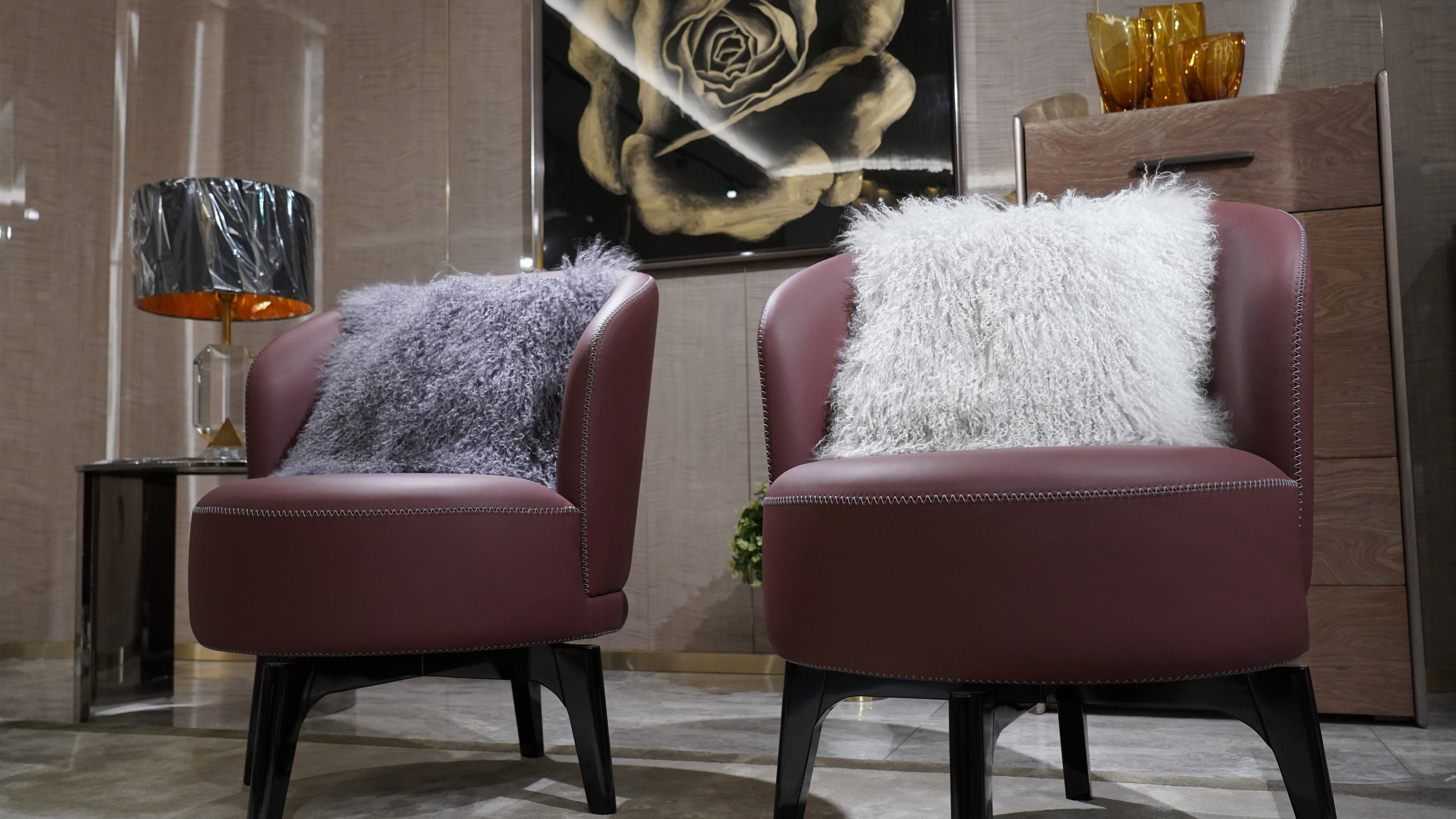 羊毛皮靠垫抱枕 天然长毛款