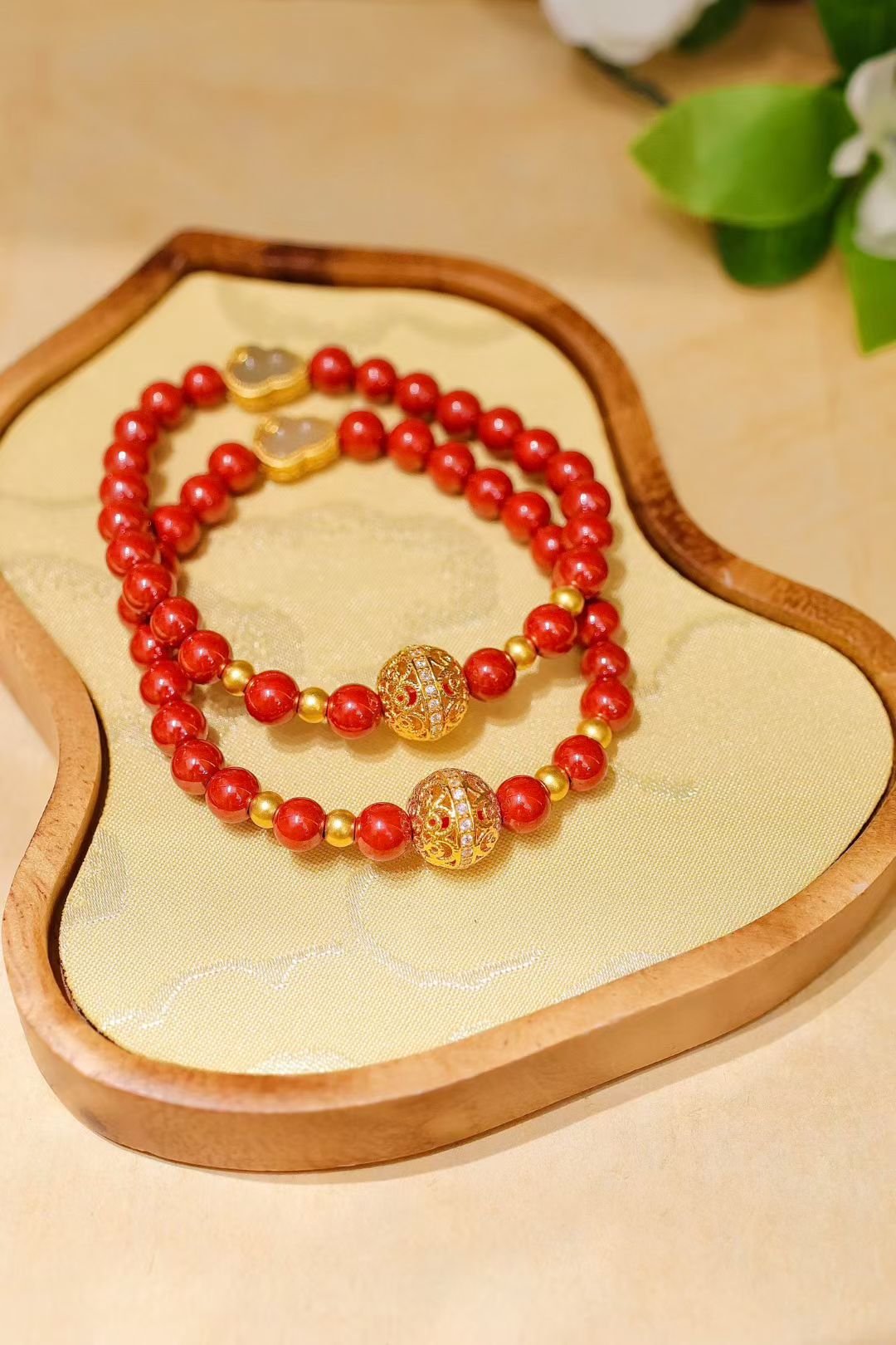 圆鼓鼓转珠寓意：福到！财到！好运到
足金圆满珠·帝王砂手串🧧
好运与福气～