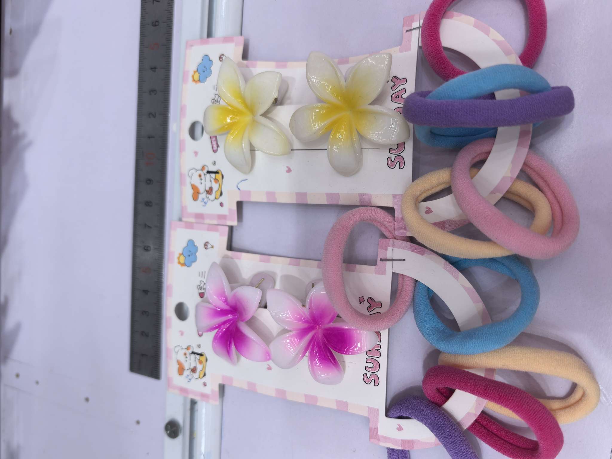 鸡蛋花发夹十5个5公分毛巾圈  春天色系